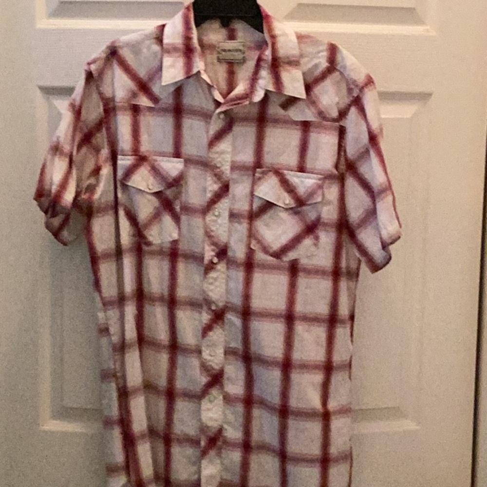 🤠Frontier Ranchwear Pearl Snap button Up~Short Sleeve~Western~Style Shirt 🤠
